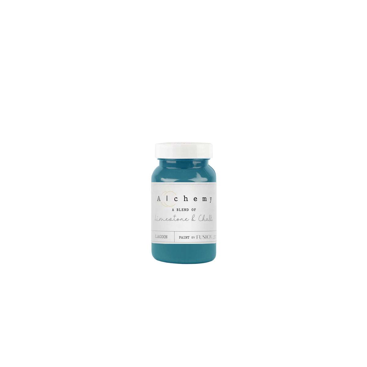 Bote Alchemy by Fusion Lagoon 120ml, pintura a la tiza verde azulado teal magnético, mezcla de limestone y chalk para muebles
