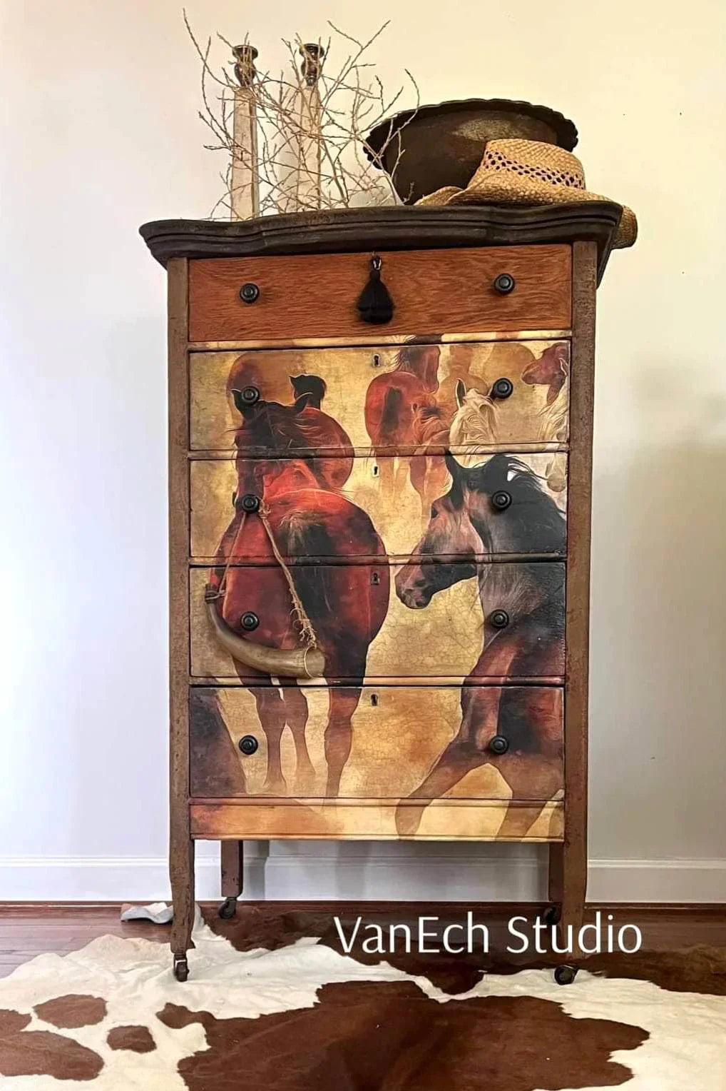 Herd of Horses - Mint by Michelle decoupage paper