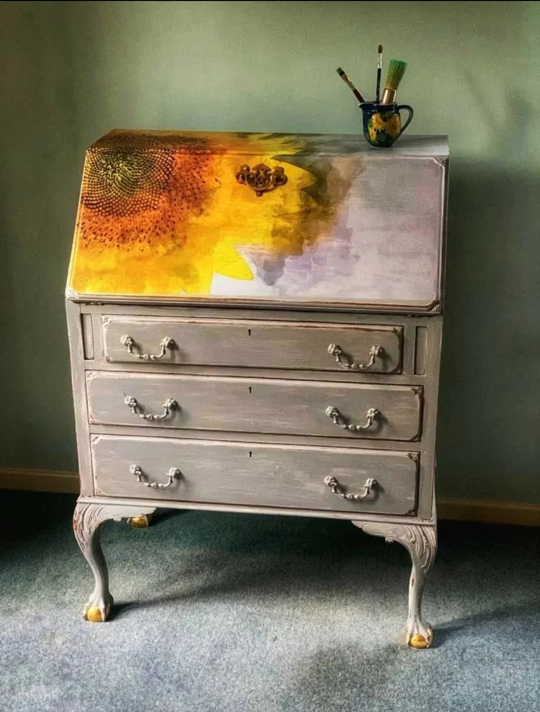 Sonnenblume - Minze von Michelle Decoupage-Papier