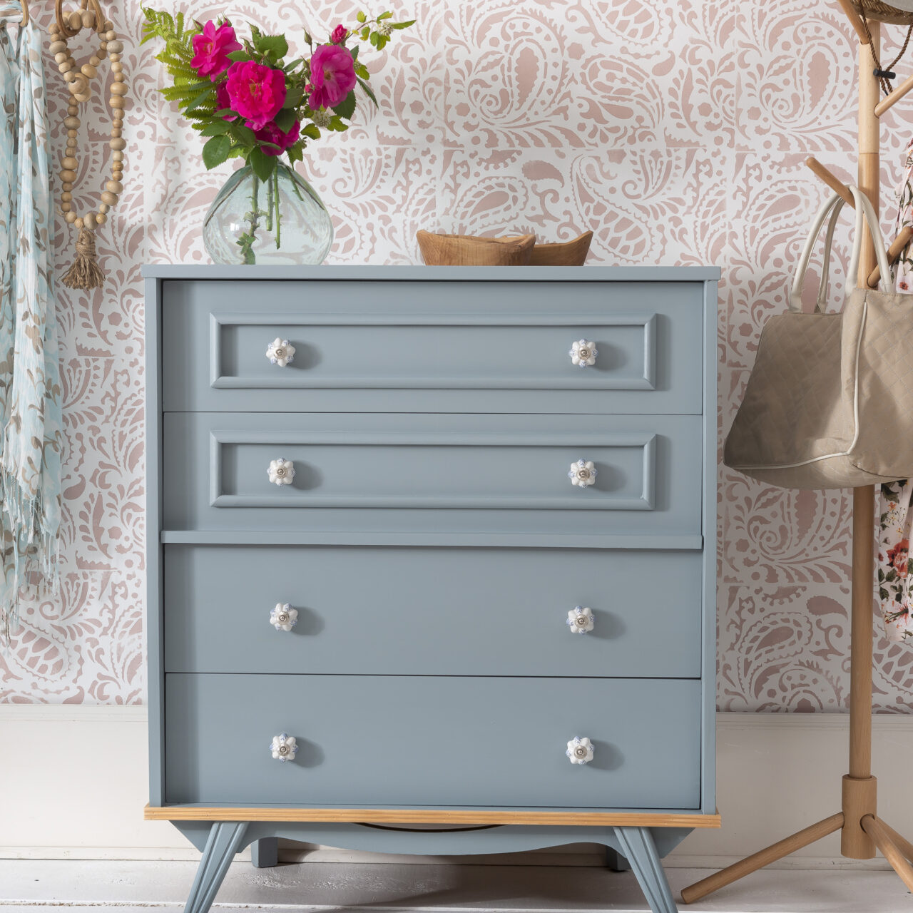 etalle mueble Paisley azul multitono encantador Fusion Paint
