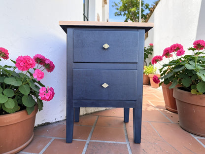 AGOTADO! Mesitas de Noche Azul Oscuro Mid Century Modern - Restauradas