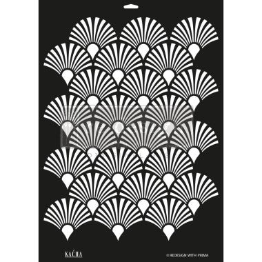 Stencil decorativo Deco Peacock de Kacha para Re-Design with Prima – plantilla pavo real en mylar 16 mil, 45,7x64,8 cm