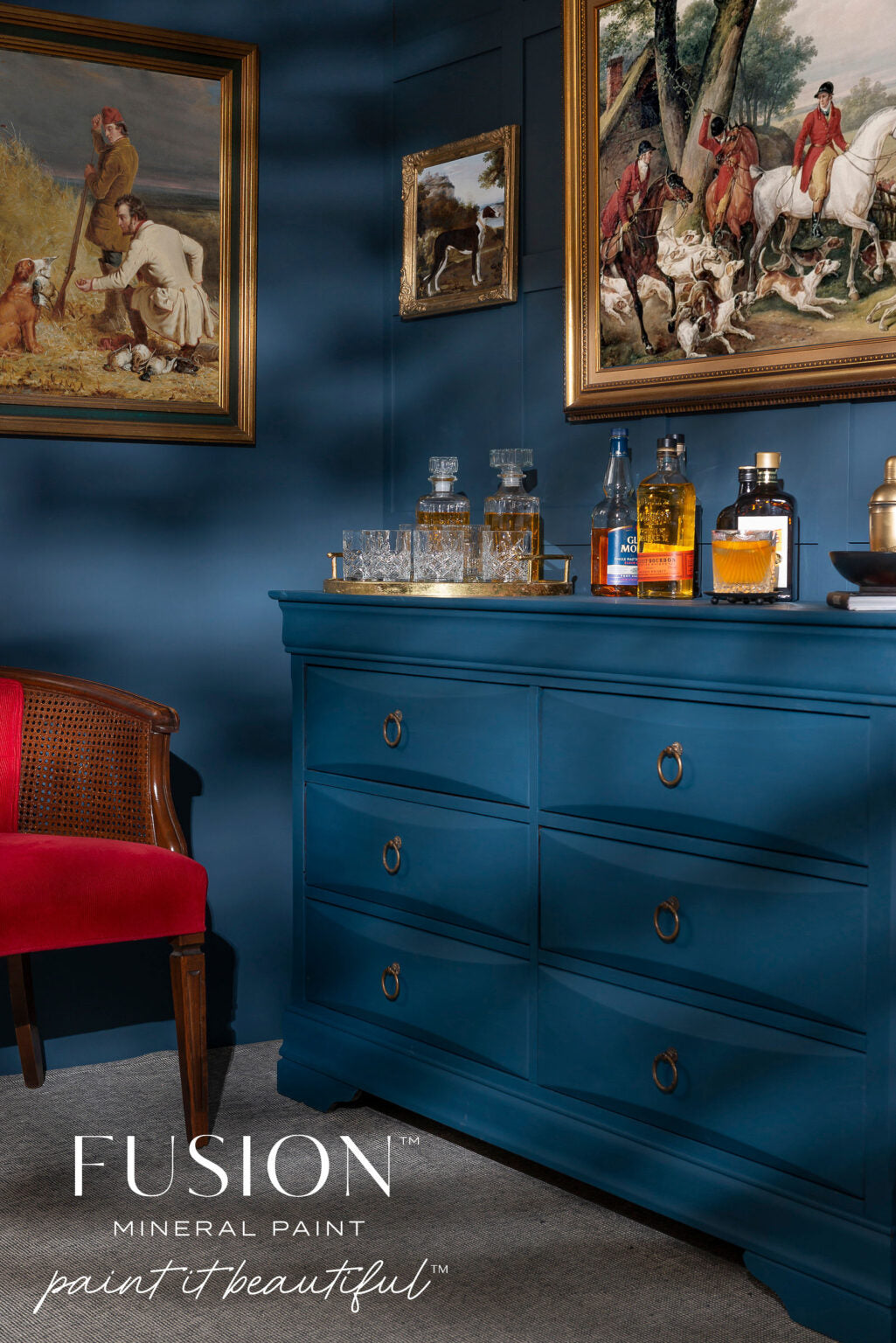 Detalle mueble Willowbank azul navy clásico Fusion Paint