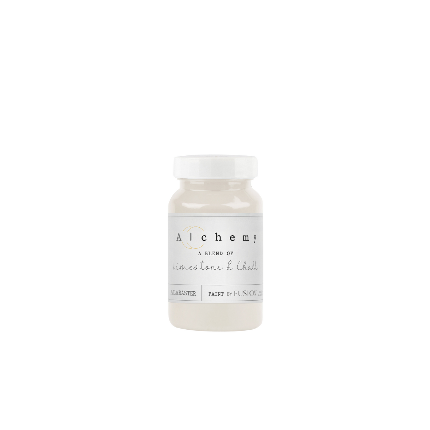 Bote Alchemy by Fusion Alabaster 120ml, pintura a la tiza taupe sereno mate para muebles, mezcla de limestone y chalk