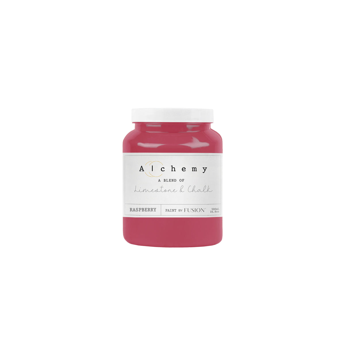 Bote Alchemy by Fusion Raspberry 500ml, pintura a la tiza fucsia vibrante y puro, mezcla de limestone y chalk para restauración de muebles
