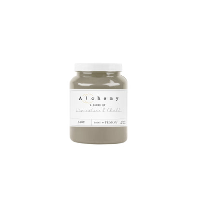 Bote Alchemy by Fusion Sage 500ml, pintura a la tiza verde salvia terroso y sereno, mezcla de limestone y chalk para restauración de muebles

