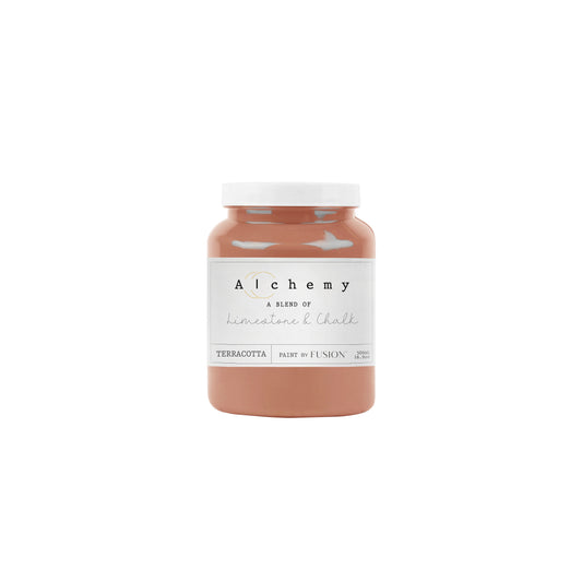 Bote Alchemy by Fusion Terracotta 500ml, pintura a la tiza terracota cálido y terroso, mezcla de limestone y chalk para restauración de muebles