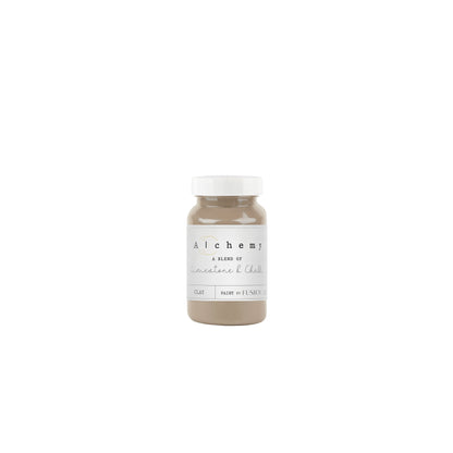 Bote Alchemy by Fusion Clay 120ml, pintura a la tiza taupe profundo con tonos grises cálidos, mezcla de limestone y chalk para muebles