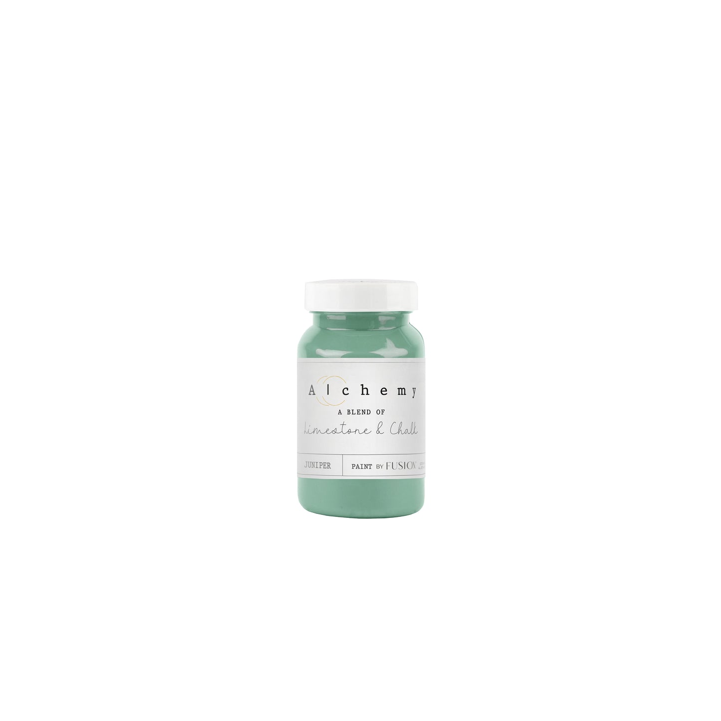 Bote Alchemy by Fusion Juniper 120ml, pintura a la tiza verde medio con subtonos azules, mezcla de limestone y chalk para muebles