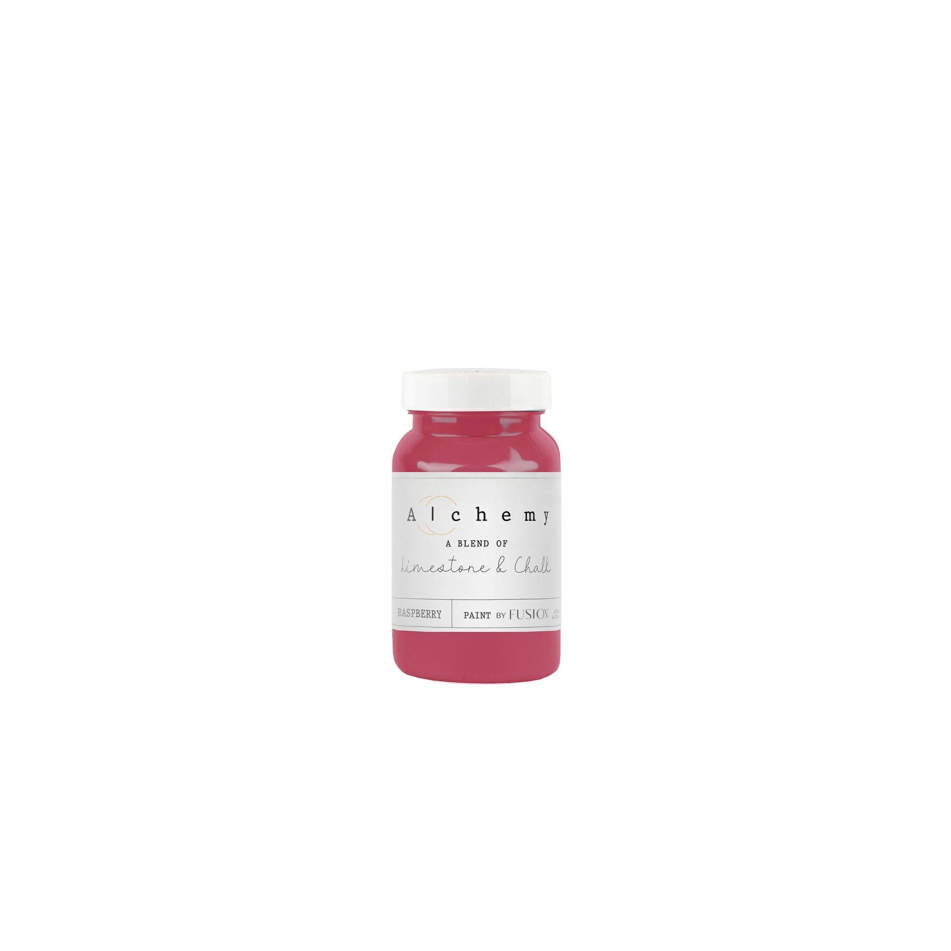 Bote Alchemy by Fusion Raspberry 120ml, pintura a la tiza fucsia vibrante y puro, mezcla de limestone y chalk para muebles