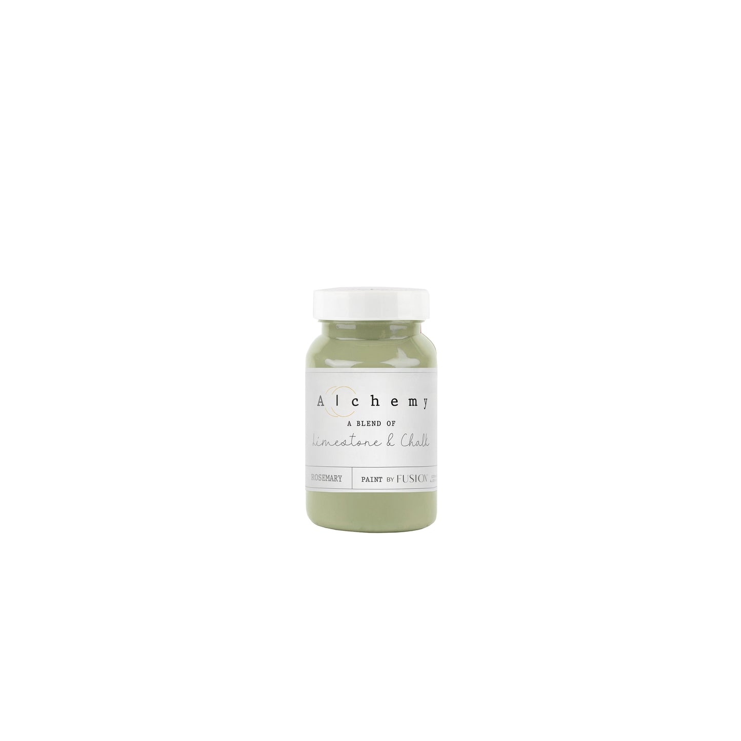 Bote Alchemy by Fusion Rosemary 120ml, pintura a la tiza verde medio herbáceo con matices naturales, mezcla de limestone y chalk para muebles