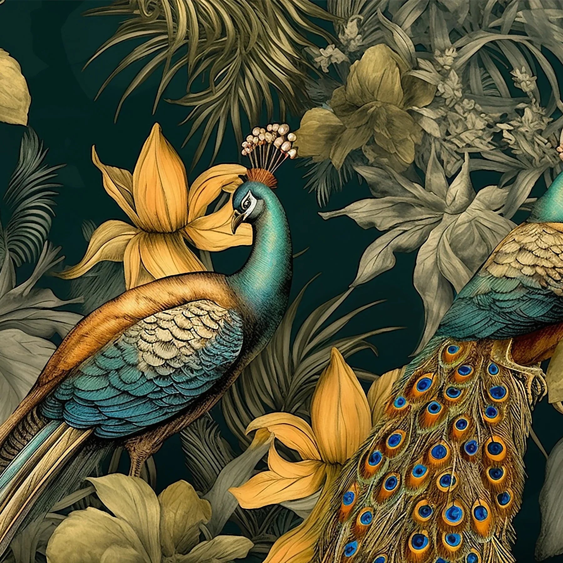 Papel decoupage A Peacock Pair Mint by Michelle - Diseño completo con pavos reales