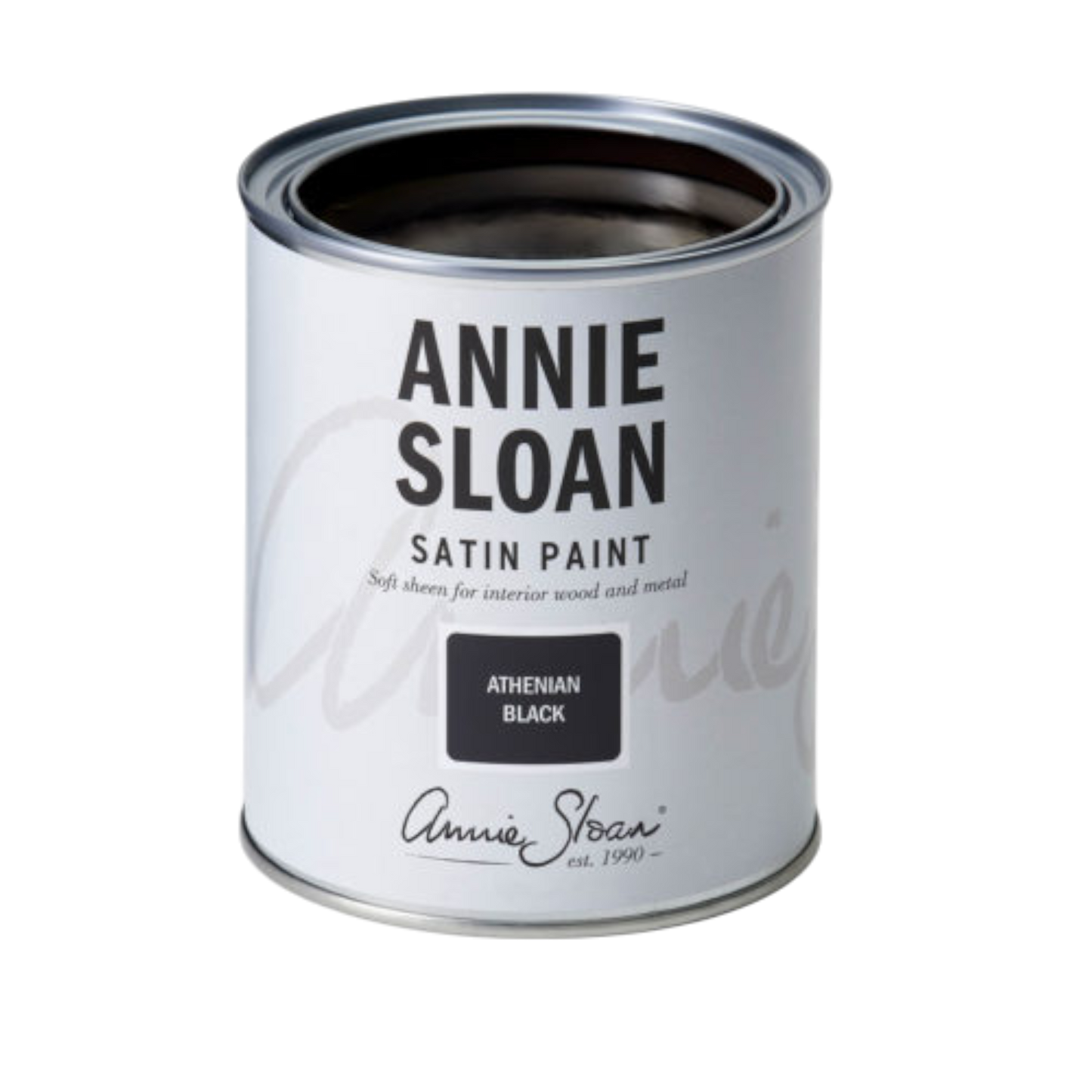 Bote de Athenian Black Satin Paint Annie Sloan 750ml - Pintura satinada negro intenso para muebles 