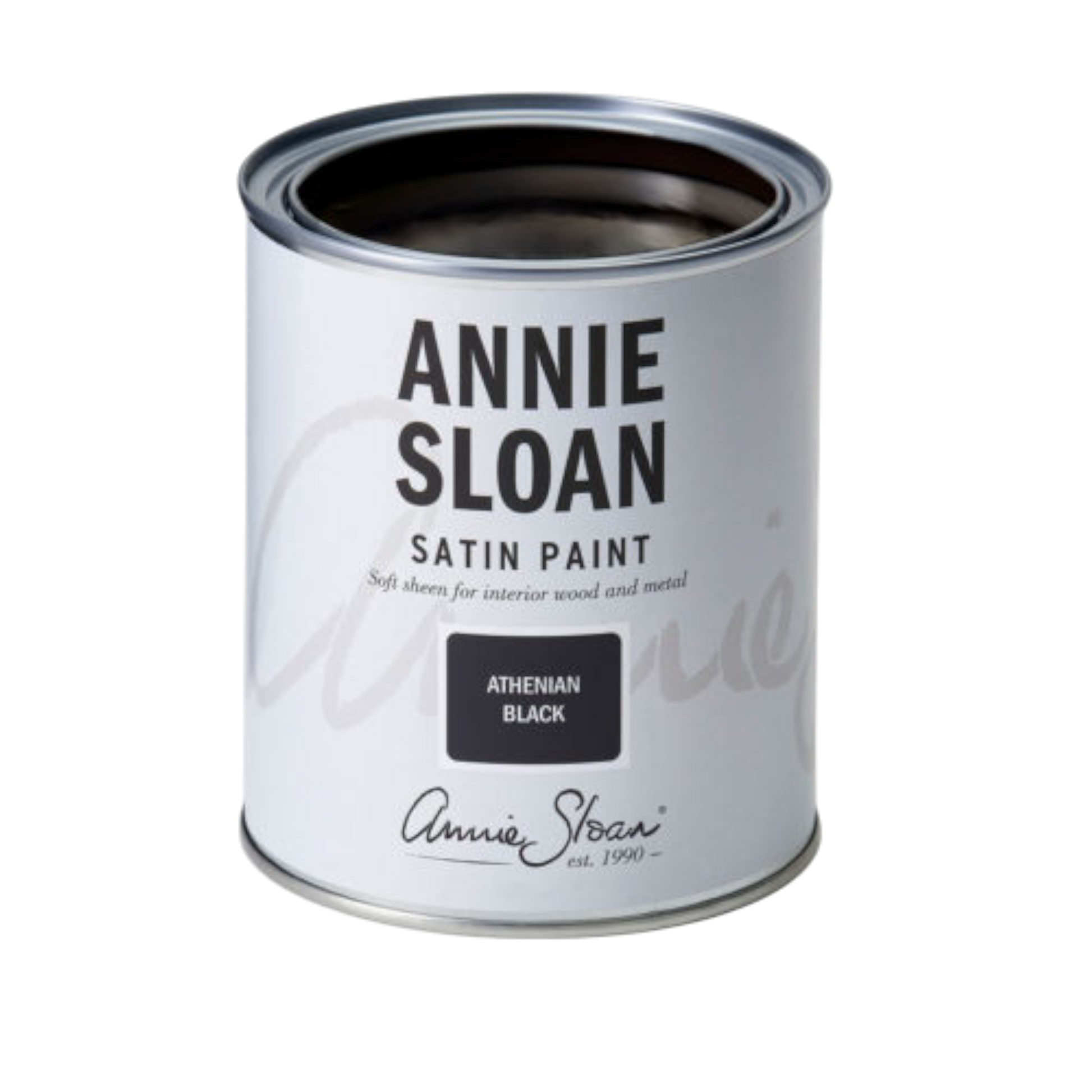 Bote de Athenian Black Satin Paint Annie Sloan 750ml - Pintura satinada negro intenso para muebles 
