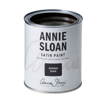 Bote de Athenian Black Satin Paint Annie Sloan 750ml - Pintura satinada negro intenso para muebles 