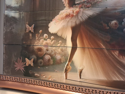 Vintage Ballet & Blooms Dresser – Restored Romantic Furniture / Cómoda Vintage Restaurada de Ballet y Flores