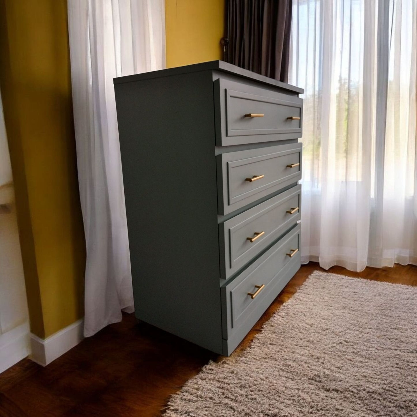 AGOTADO! Cómoda reciclada estilo Mid-Century Modern | Sustainable Green Chest of Drawers | Mueble vintage renovado | 4 cajones