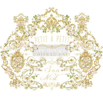 Transferencia decorativa Petit à Petit de Kacha – Re-Design with Prima, diseño dorado inspirado en Versalles | Anaqa Design