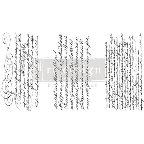 Transferencia decorativa Secret Letter de Re-Design with Prima – diseño de escritura cursiva elegante para muebles y piezas pequeñas | Anaqa Design