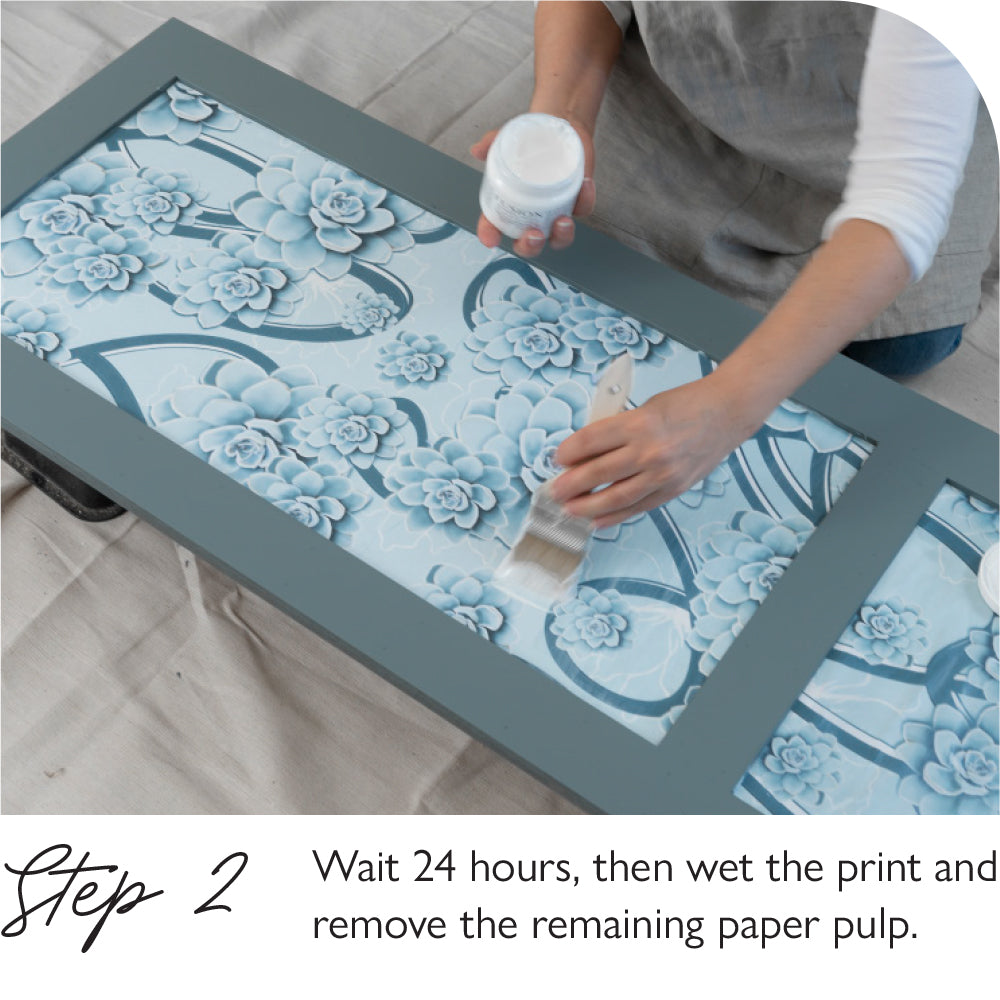 Resultado gel Fusion Mineral Paint Transfer - transferencia de imágenes sobre madera y tela