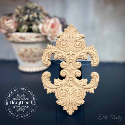 Detalle moldura Flexiwood Little Italy 18x11.5cm - tallado perfecto Made in Italy para decoración de muebles con Chalk Paint