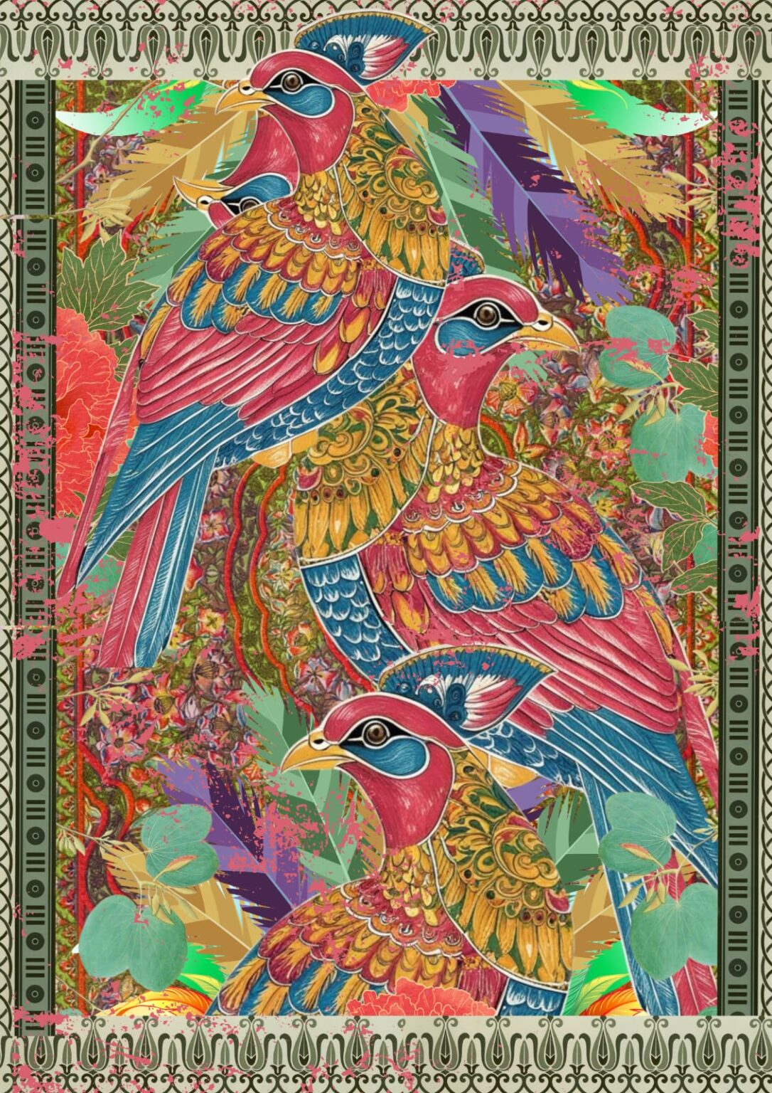 Papel decoupage Feathers de Made by Marley - diseño exclusivo de plumas bohemias delicadas con estética natural - hoja 1 de 3 hojas A3