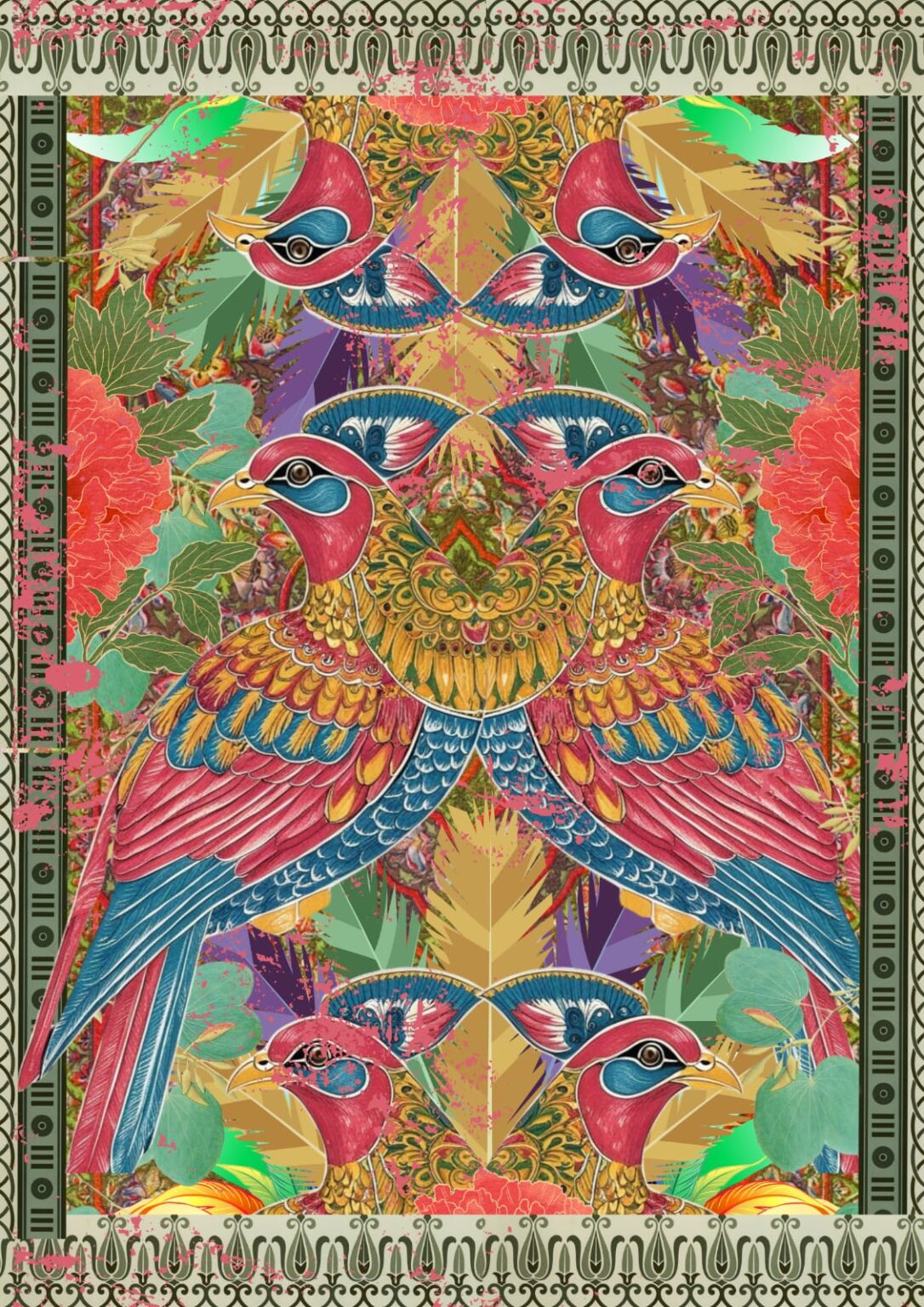 Papel decoupage Feathers de Made by Marley - patrón etéreo de plumas para muebles boho-chic - hoja 2 de 3 hojas A3