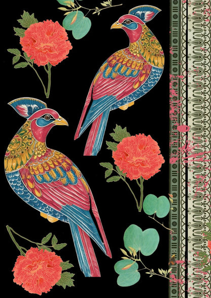 Papel decoupage Feathers de Made by Marley - detalle del diseño de plumas orgánicas exclusivo - hoja 3 de 3 hojas A3