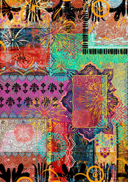 Papel decoupage Fireworks de Made by Marley - diseño exclusivo floral explosivo con colores vibrantes y energía visual - 3 hojas A3