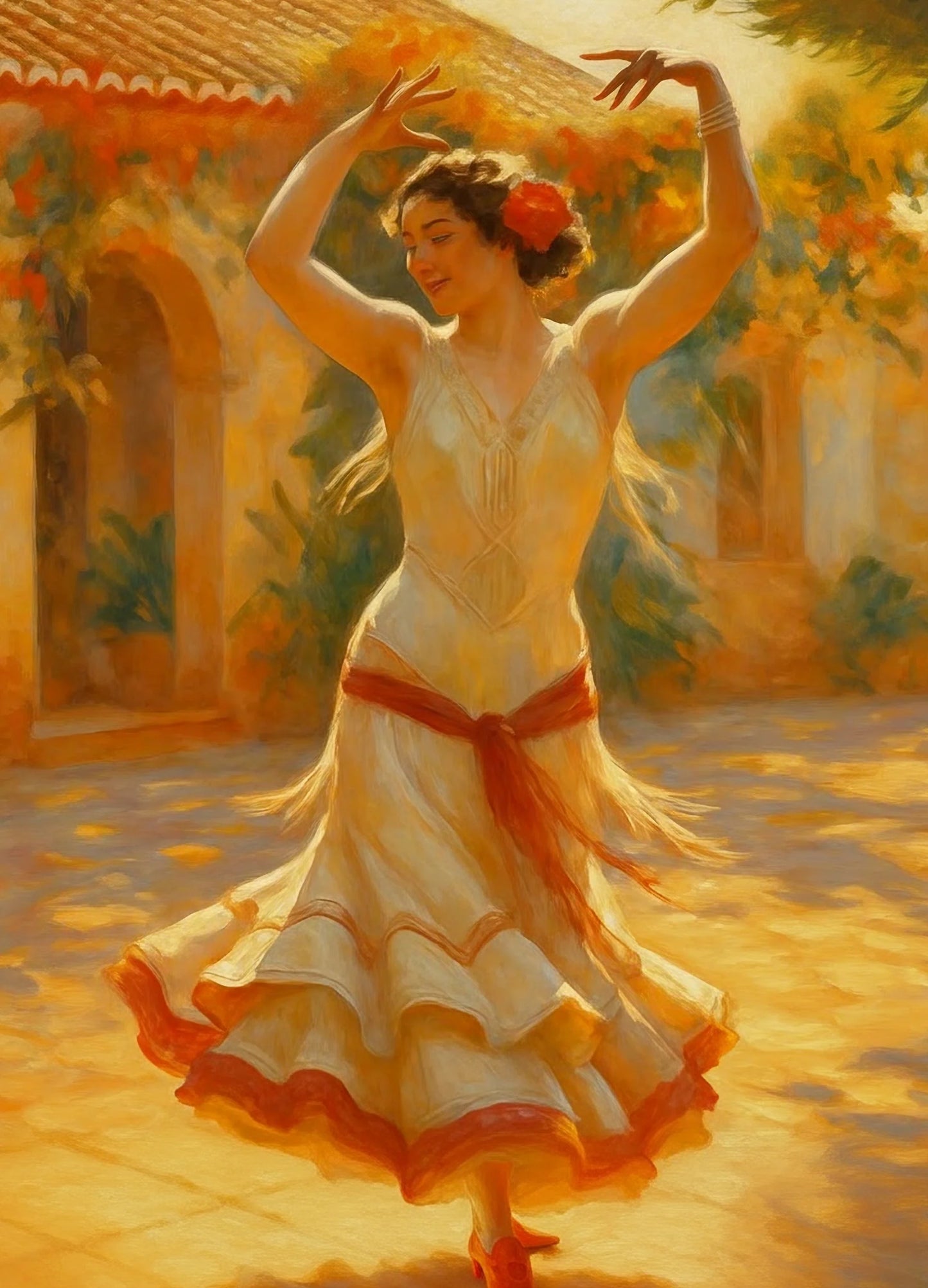 Papel decoupage Flamenco Sunrise Mint by Michelle - Diseño completo con mujer bailando flamenco