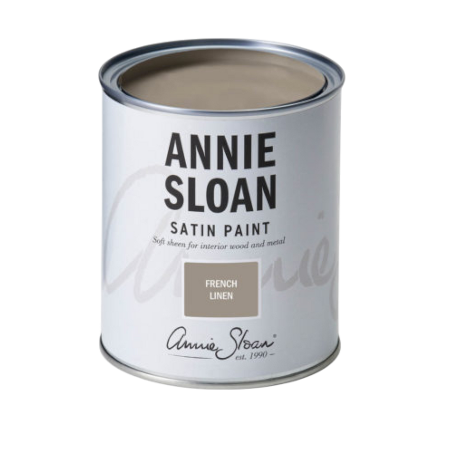 French Linen Satin Paint Annie Sloan 750ml greige gris cálido pintura satinada decorativa