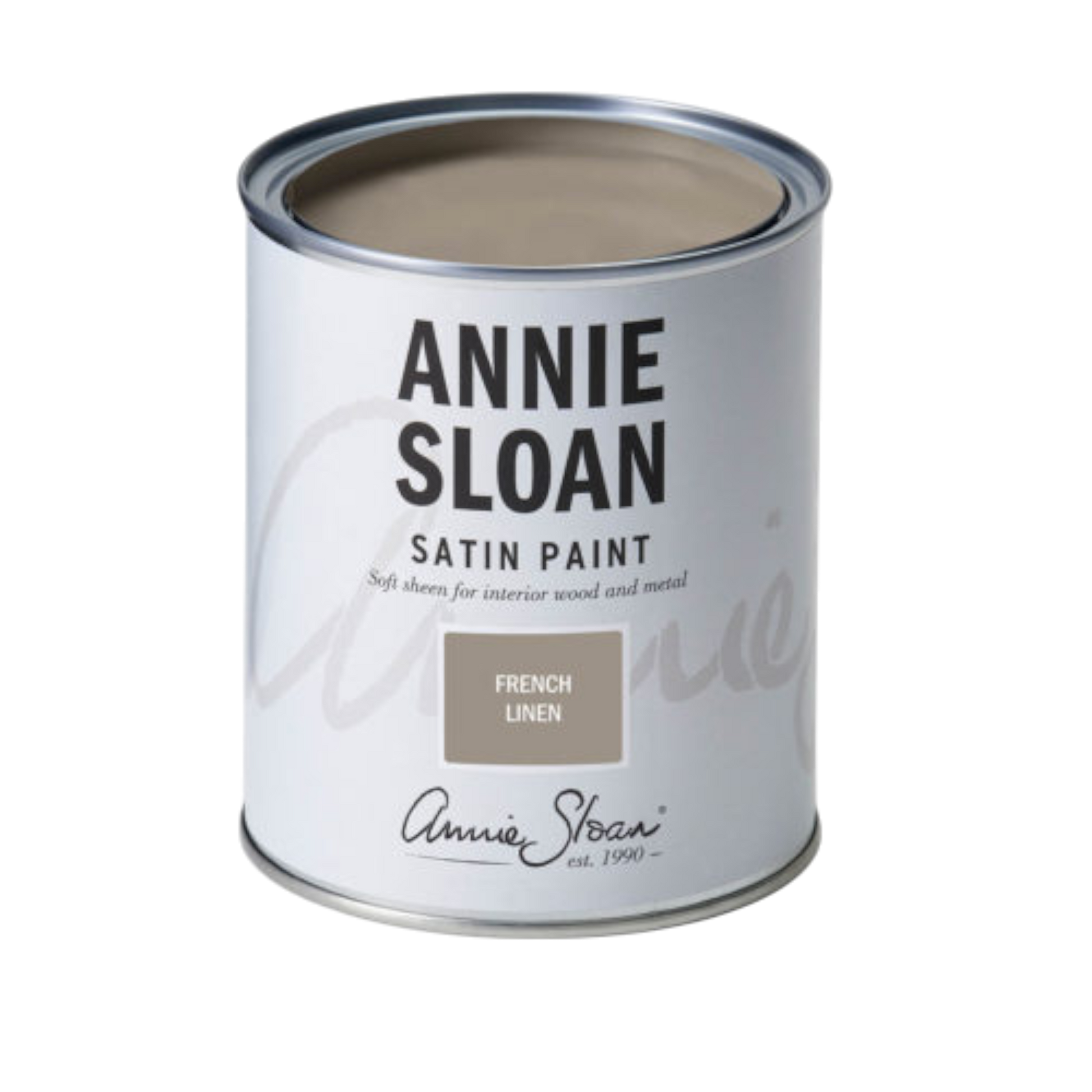 French Linen Satin Paint Annie Sloan 750ml greige gris cálido pintura satinada decorativa