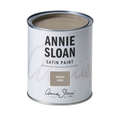 French Linen Satin Paint Annie Sloan 750ml greige gris cálido pintura satinada decorativa