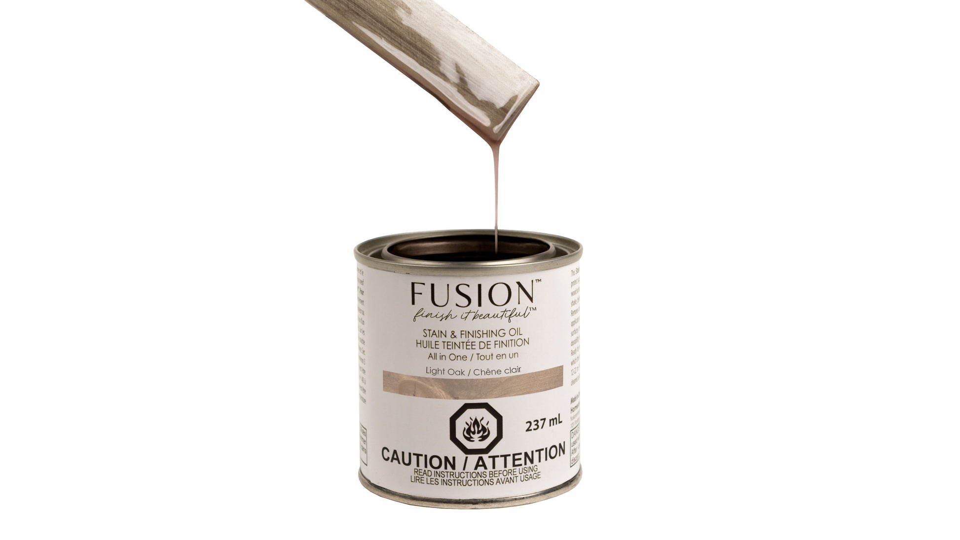 Aceite Fusion Stain and Finishing Oil Light Oak 237ml - tinte roble claro acondicionador y acabado 3 en 1 para madera