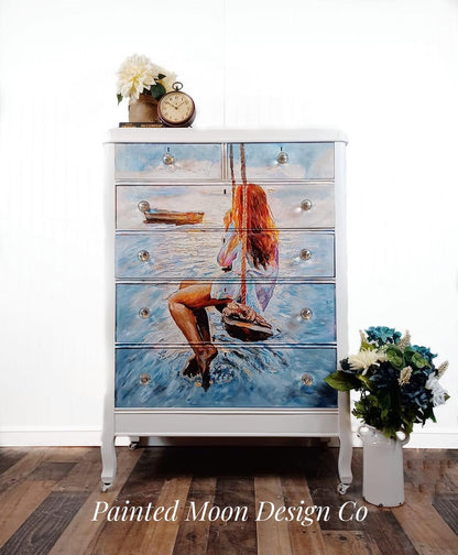 Mädchen auf einer Schaukel – Mint by Michelle Decoupage-Papier