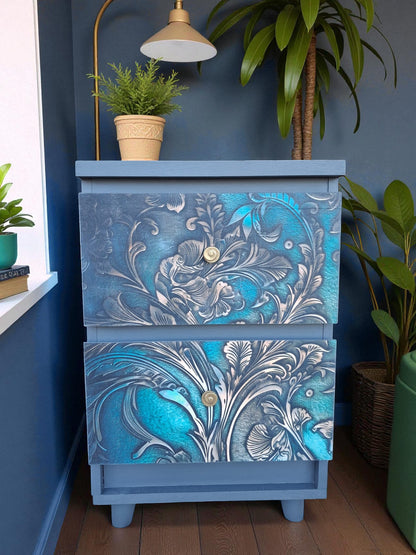 Mid-Century Nightstands with Floral Fronts – Perfect for Bedroom or Living Room / Mesitas MCM con Frentes Florales – Para Dormitorio o Salón