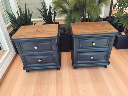 AGOTADO! Mesitas Antiguas Azul Noche – Madera Maciza Restaurada