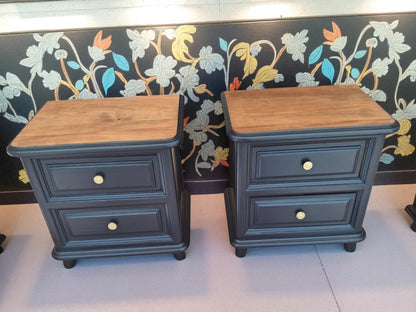 AGOTADO! Mesitas Antiguas Azul Noche – Madera Maciza Restaurada