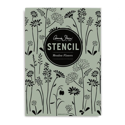 Stencil A3 Flores de Prado Annie Sloan, vista frontal del diseño