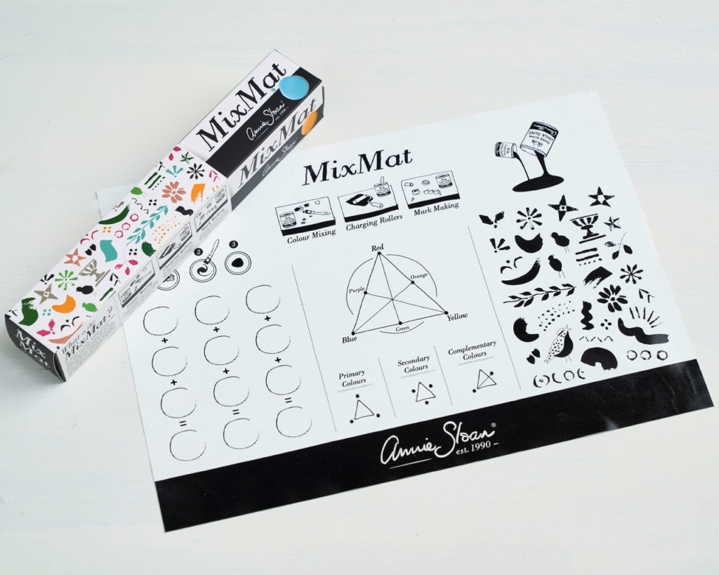 MixMat Annie Sloan, tapiz de silicona de 42x30 cm con el triángulo de color de Annie para mezclar Chalk Paint™, cargar rodillos y estampar