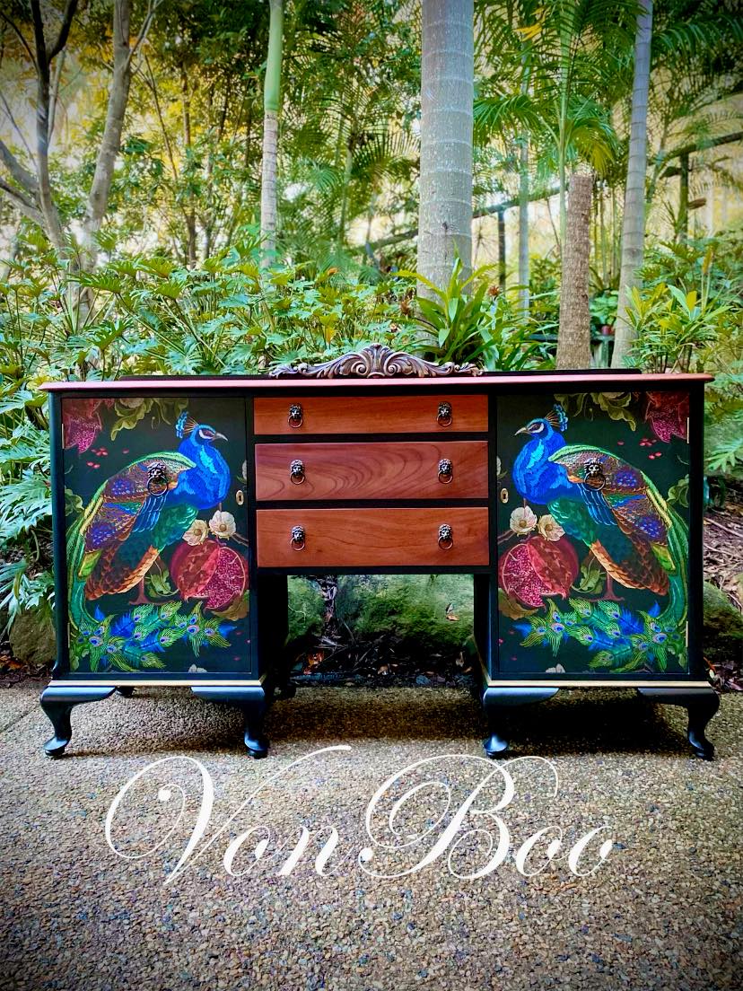 Pfau umgekehrt - Mint by Michelle Decoupage-Papier