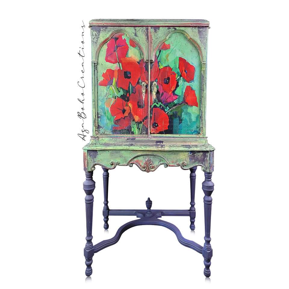 Mohnblumen - Mint by Michelle Decoupage-Papier