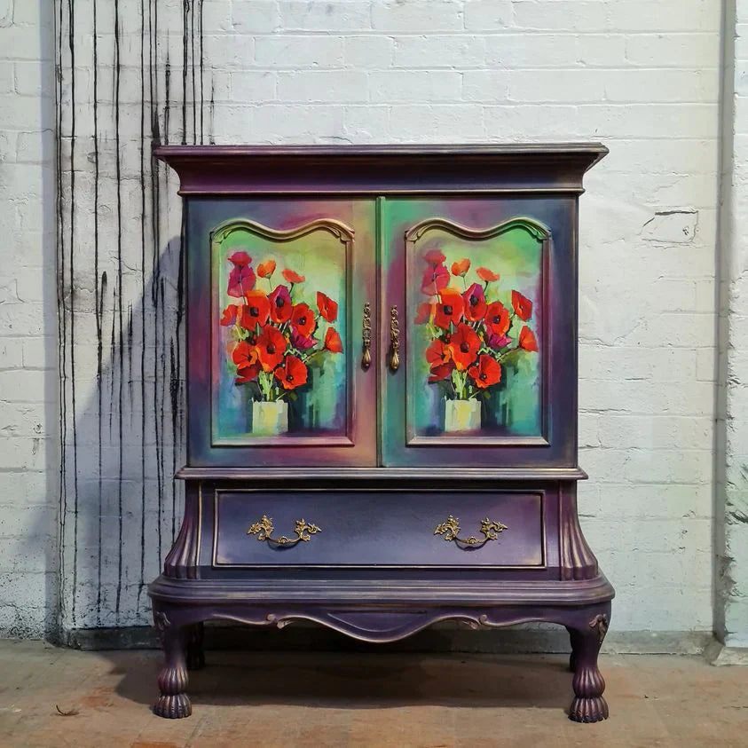 Mohnblumen - Mint by Michelle Decoupage-Papier