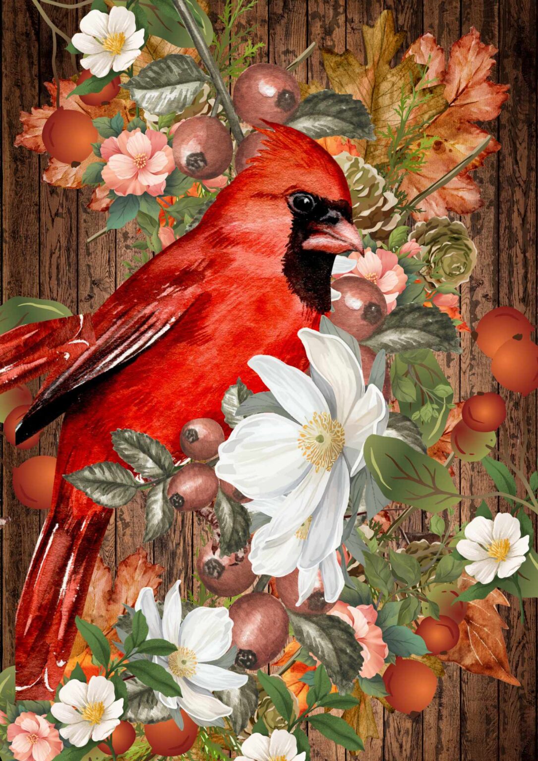 Papel decoupage Rouge de Made by Marley - diseño exclusivo floral en tonos rojos intensos y apasionados - hoja 1 de 3 hojas A3