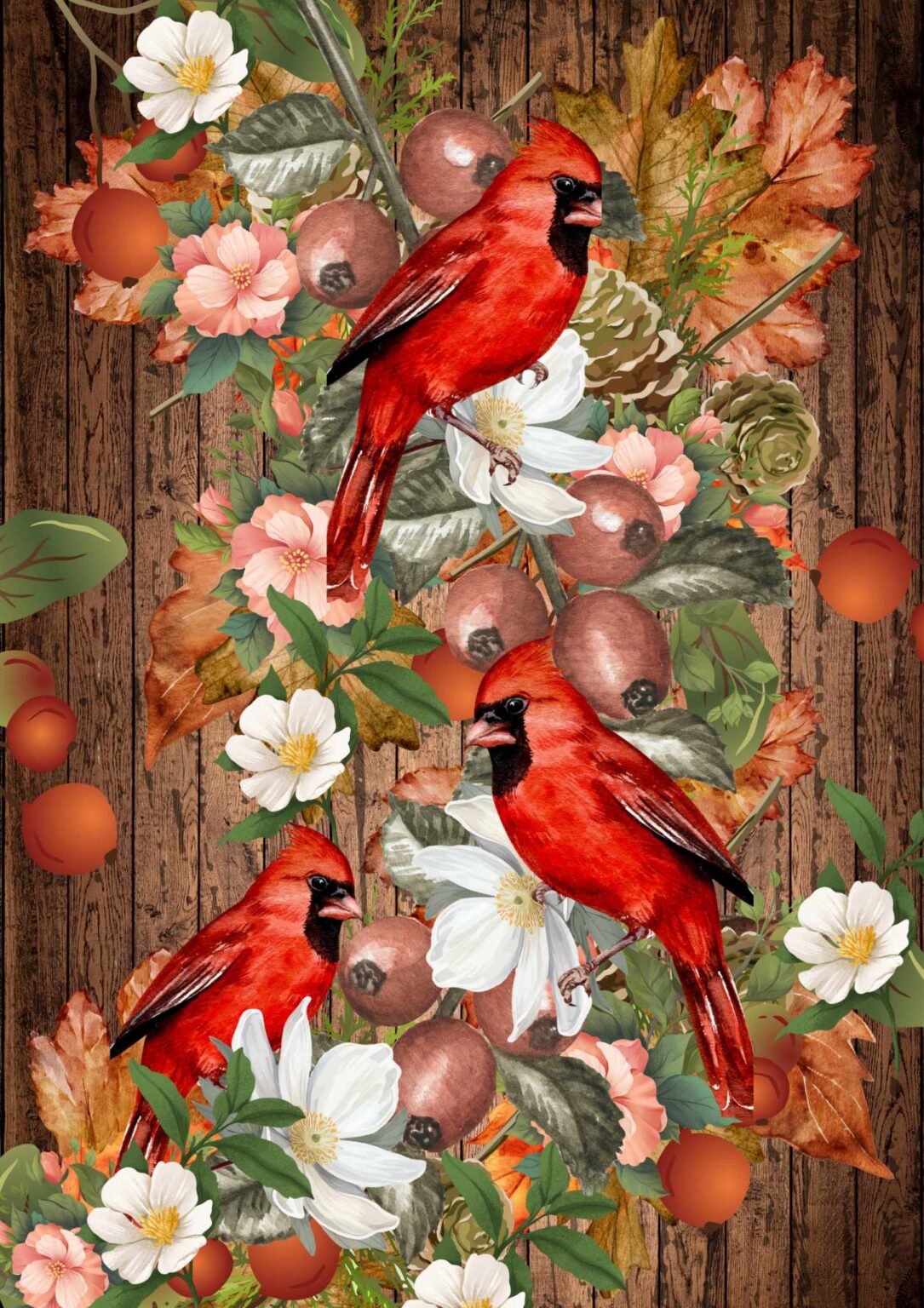 Papel decoupage Rouge de Made by Marley - patrón floral dramático en rojos elegantes - hoja 2 de 3 hojas A3 para muebles sofisticados