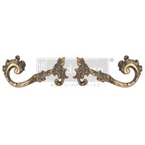 Tiradores decorativos Kacha Enchanté - Par de tiradores metálicos con ornamentos barrocos dorados - Anaqa Design
