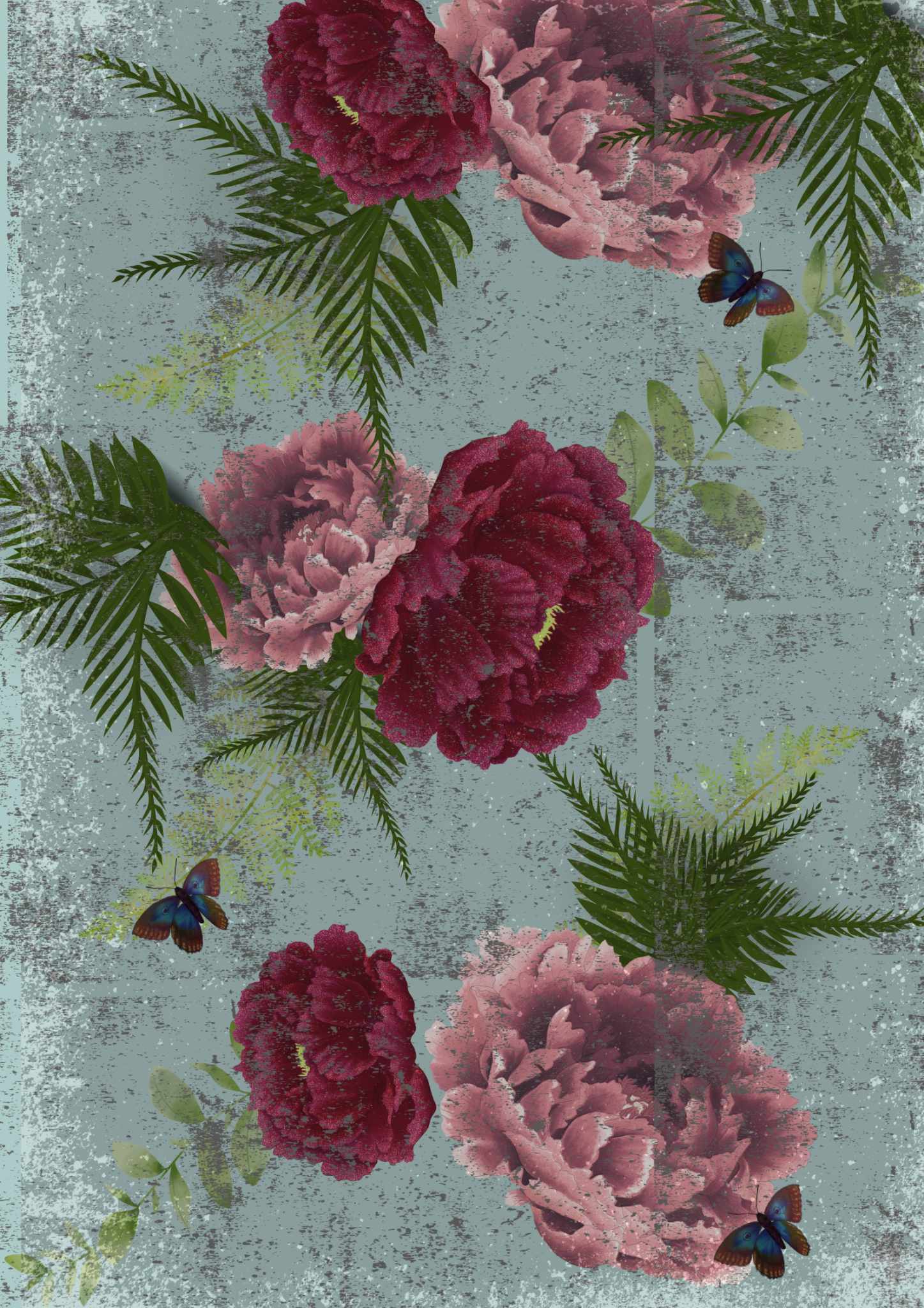 Detalle del patrón Virginia - papel decoupage exclusivo Made by Marley con flores vintage para muebles shabby chic y cottage