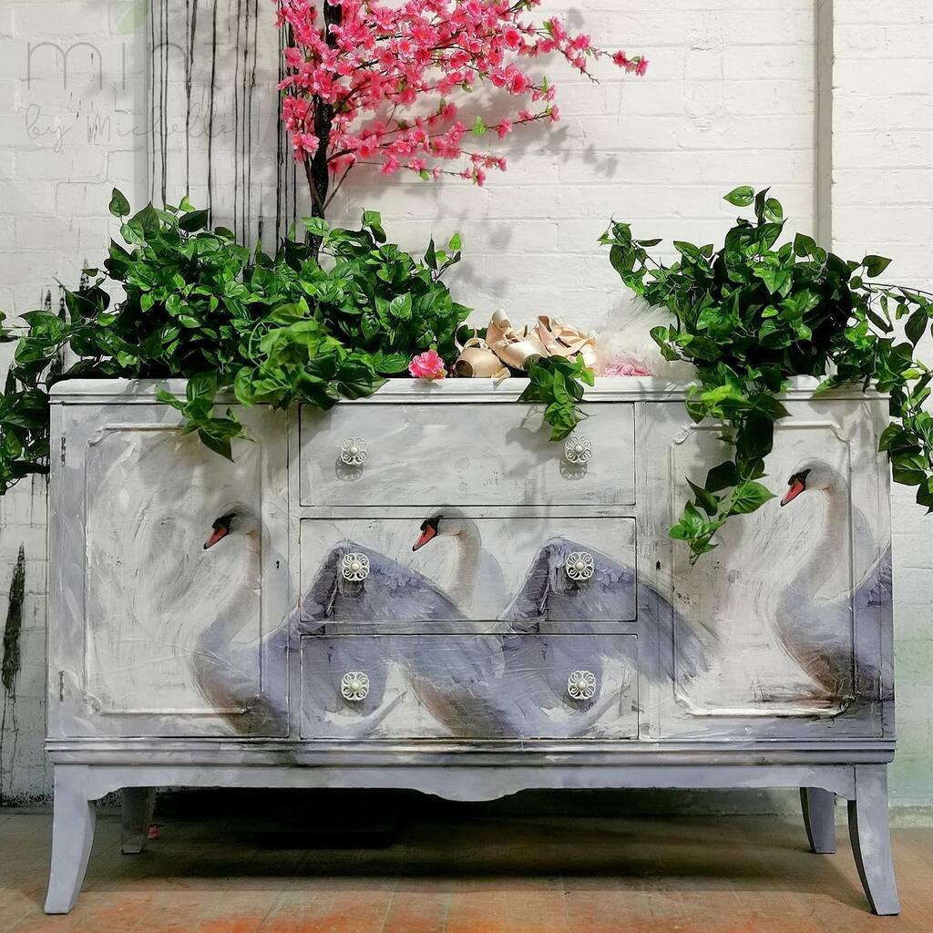 White Swan - Mint by Michelle Decoupage-Papier