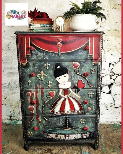 Detalle papel decoupage Fairy Queen - Restauración muebles románticos vintage
