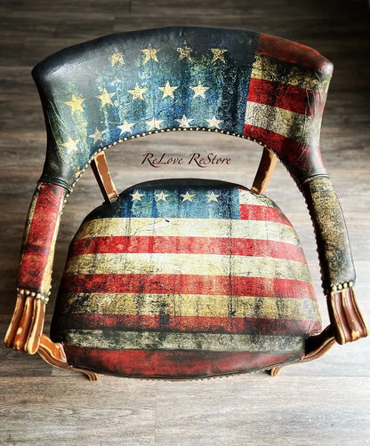 apel Mint by Michelle Stars & Stripes - Decoupage silla restaurada